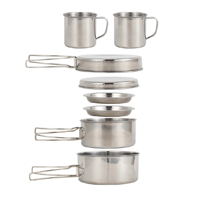 Camping Cooking Pack - 8 adet/takım kamp tencere seti paslanmaz