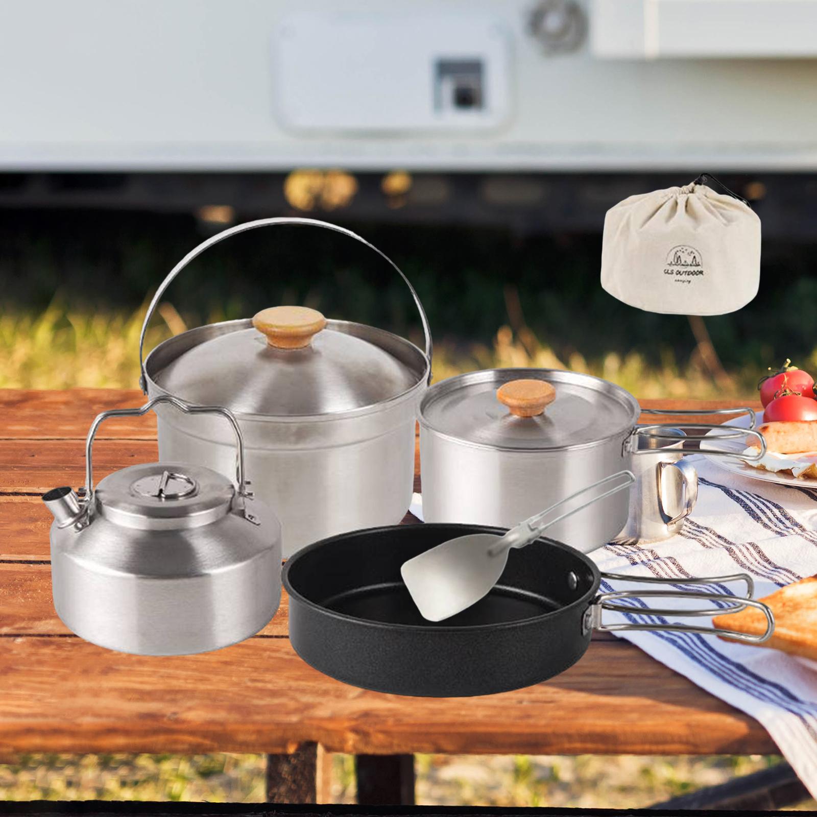 Campfire Cooking - Kamp Tencere Seti, Taşınabilir Yapışmaz Tava,
