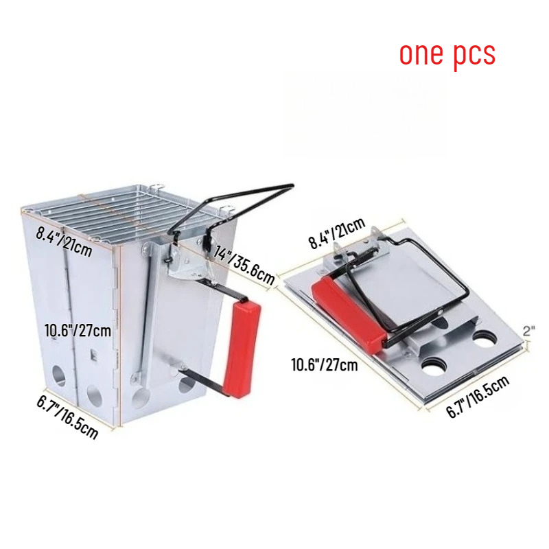 Charcoal Chimney Starter - 1 adet katlanabilir kamp ızgarası ve