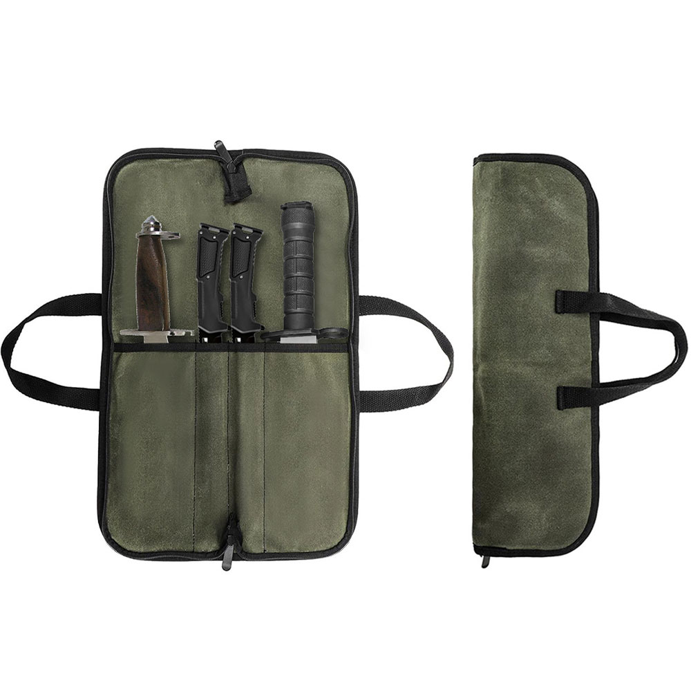 Camping Cooking Knife - Cilalı Kanvas Bıçak Çantası Çok Bölmeli