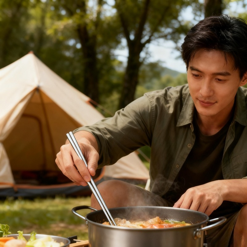 Camping Cooking Noodles - Dayanıklı Taşınabilir Titanyum Çubuklar 23.5cm Ev