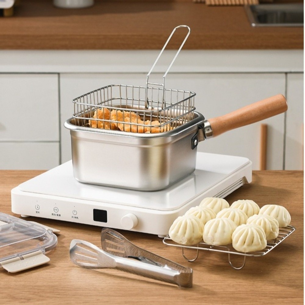 Camping Cooking Full Set - Taşınabilir Paslanmaz Çelik Kızartma Tavası Kare