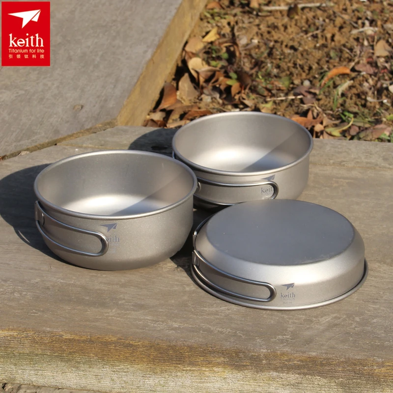 Camping Cooking Pack - Keith 3 ADET Titanyum Tencere Tavalar