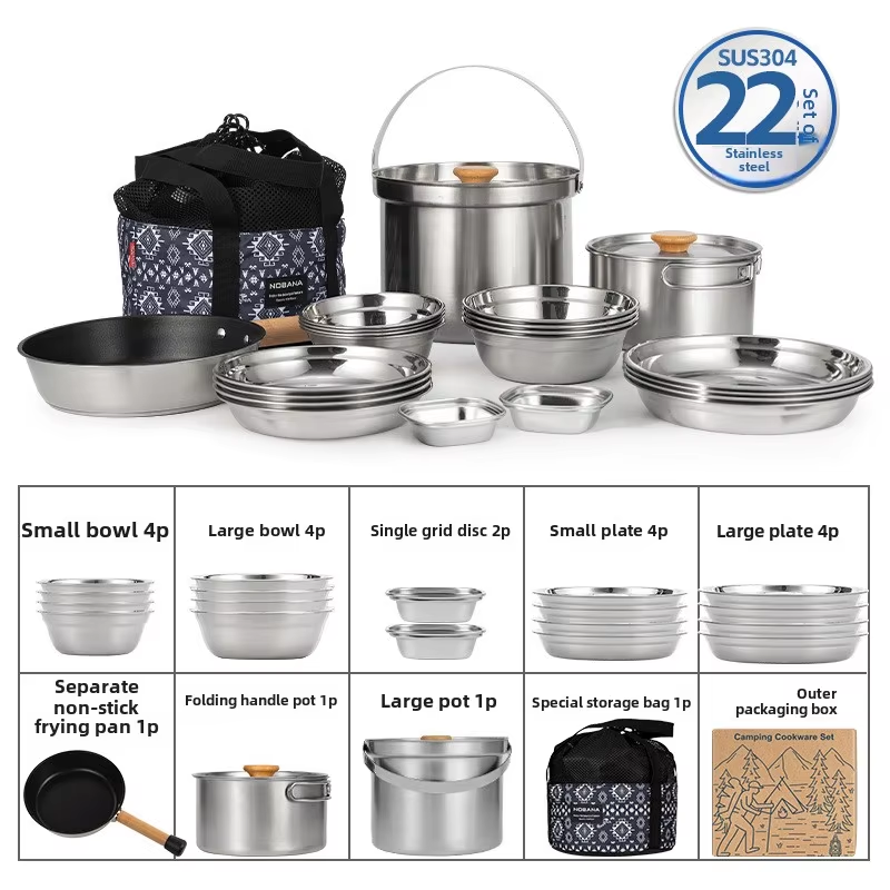 Camping Cooking Pack - NOBANA Yeni Açık Paslanmaz Çelik Tencere