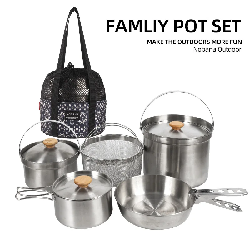 Camping Cooking Set With Bag - 2026 Yeni Açık Hava Paslanmaz Çelik