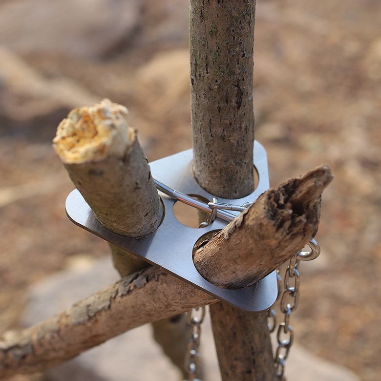 Campfire Cooking - Paslanmaz Çelik Kamp Tripod'u Taşınabilir Sökülebilir