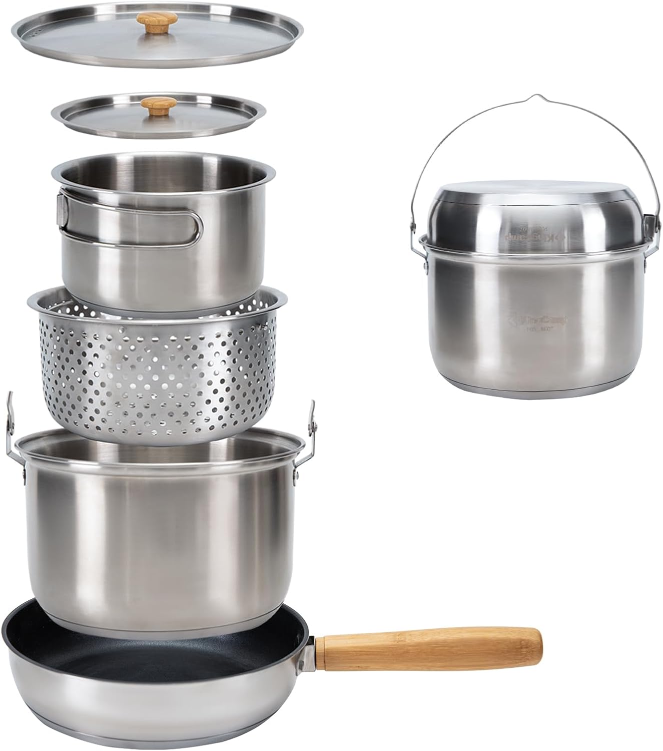 Camping Cooking Set With Bag - 304 Paslanmaz Çelik Kamp Yemek Pişirme