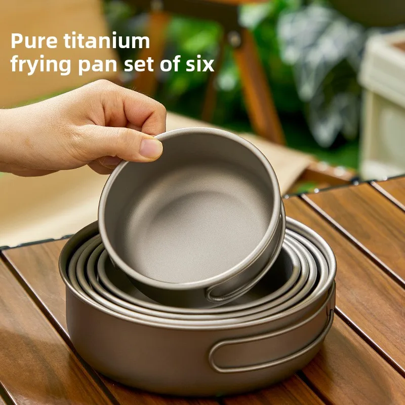 Camping Cooking Set With Bag - Titanyum Açık Pot Seti Piknik Kamp